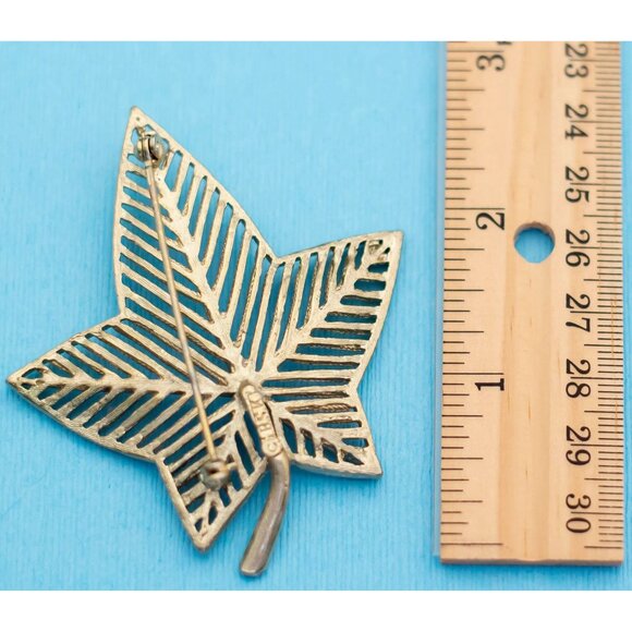 Vintage Autumn Leaf Brooch - By BSK - N1 - Picture 2 of 2
